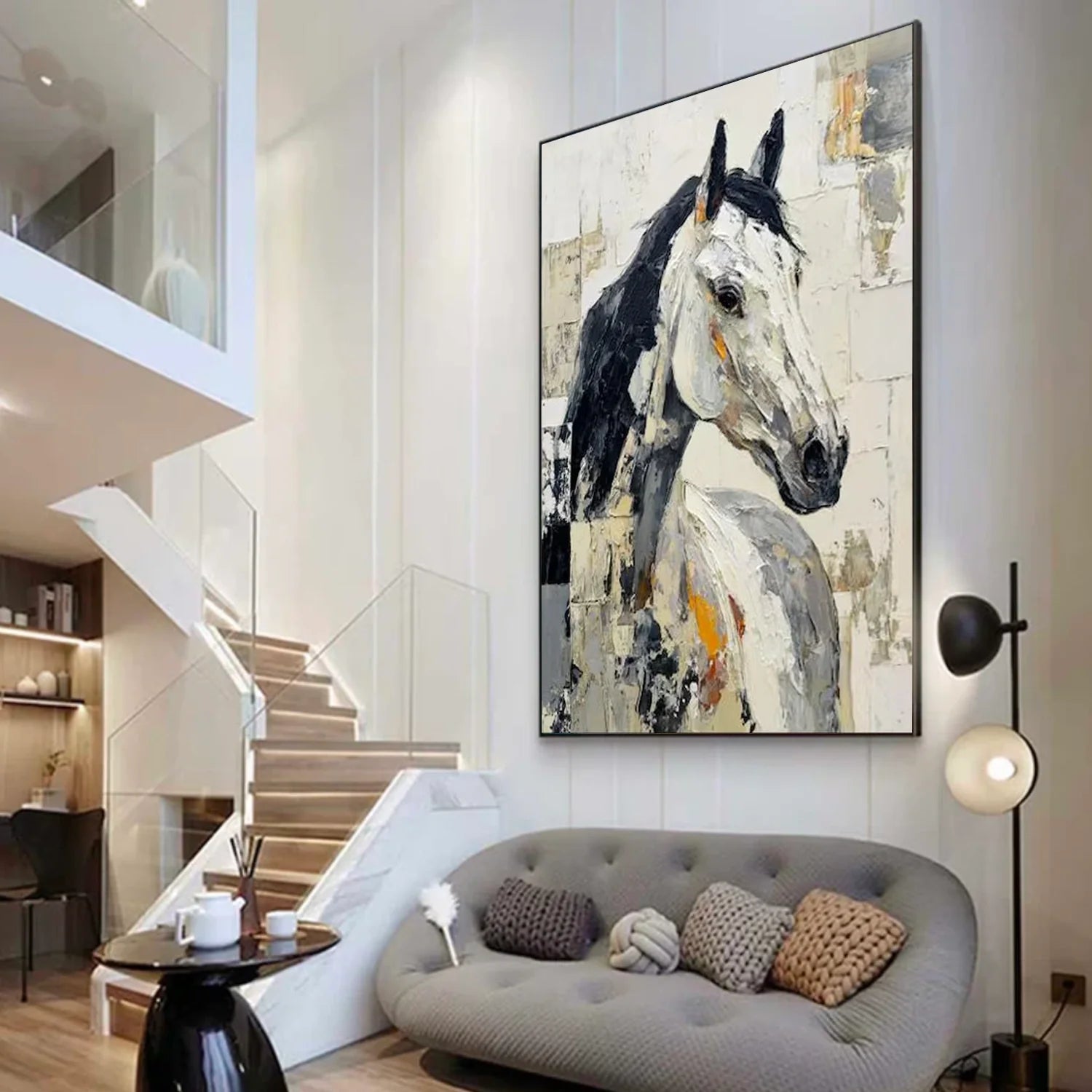 Abstract Animal Horse Textured Wall Art #AL165