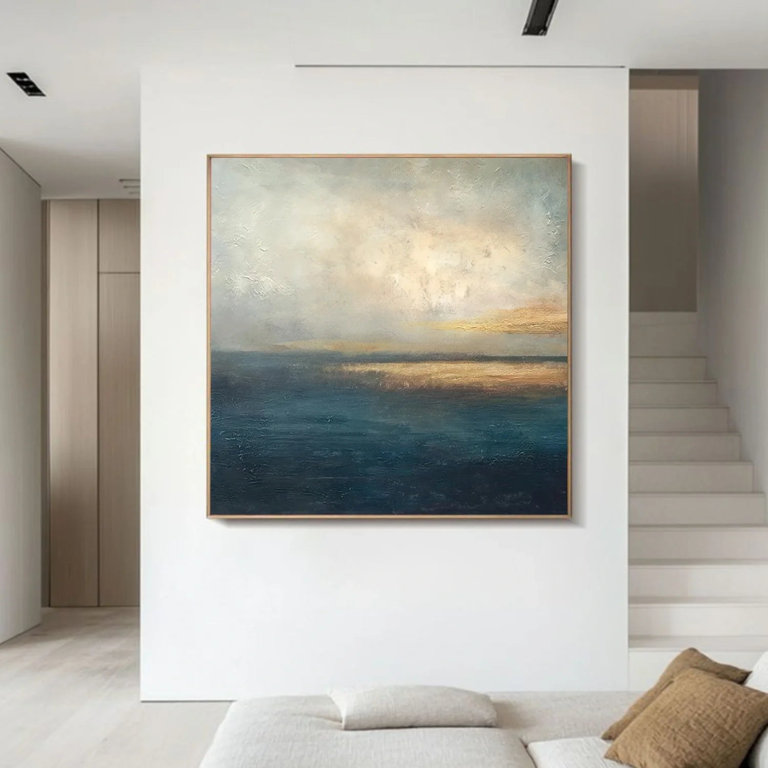 Blue and Gold Abstract Canvas Art #WS904