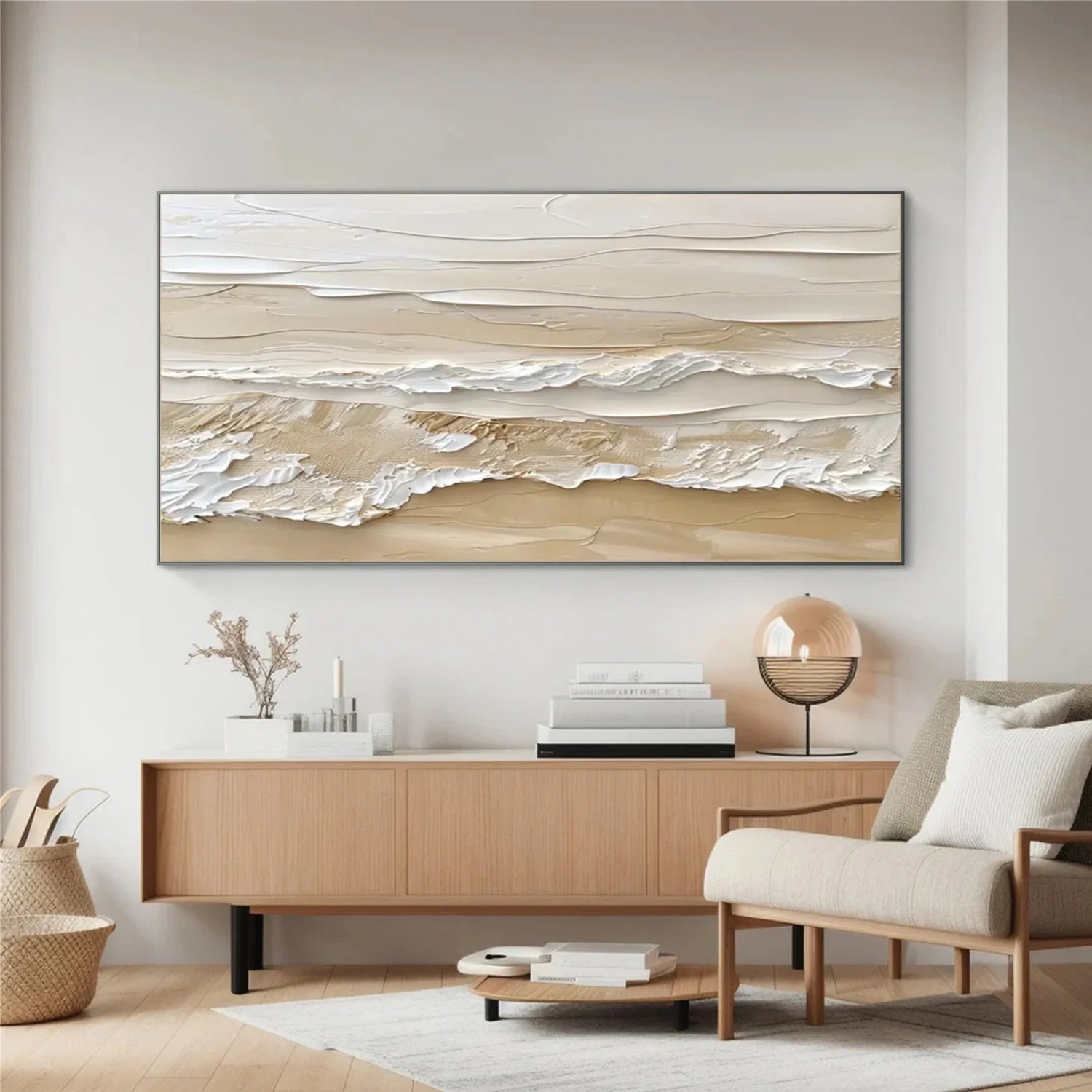 Beige and Brown Sea & Sky Abstract Textured Wall Art #MS141