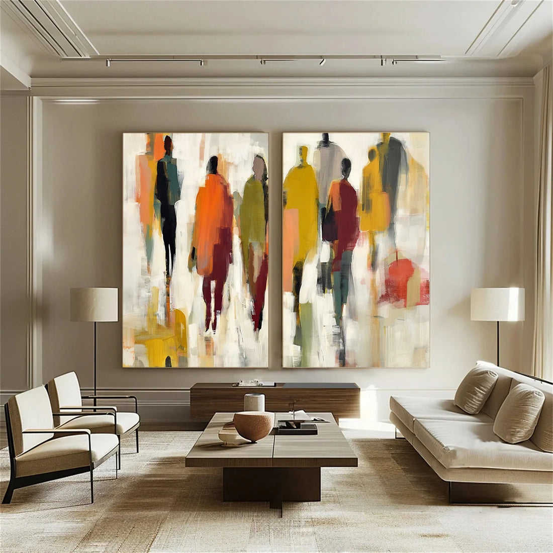 Colorful Abstract Portrait Wall Art Set of 2 #AP088