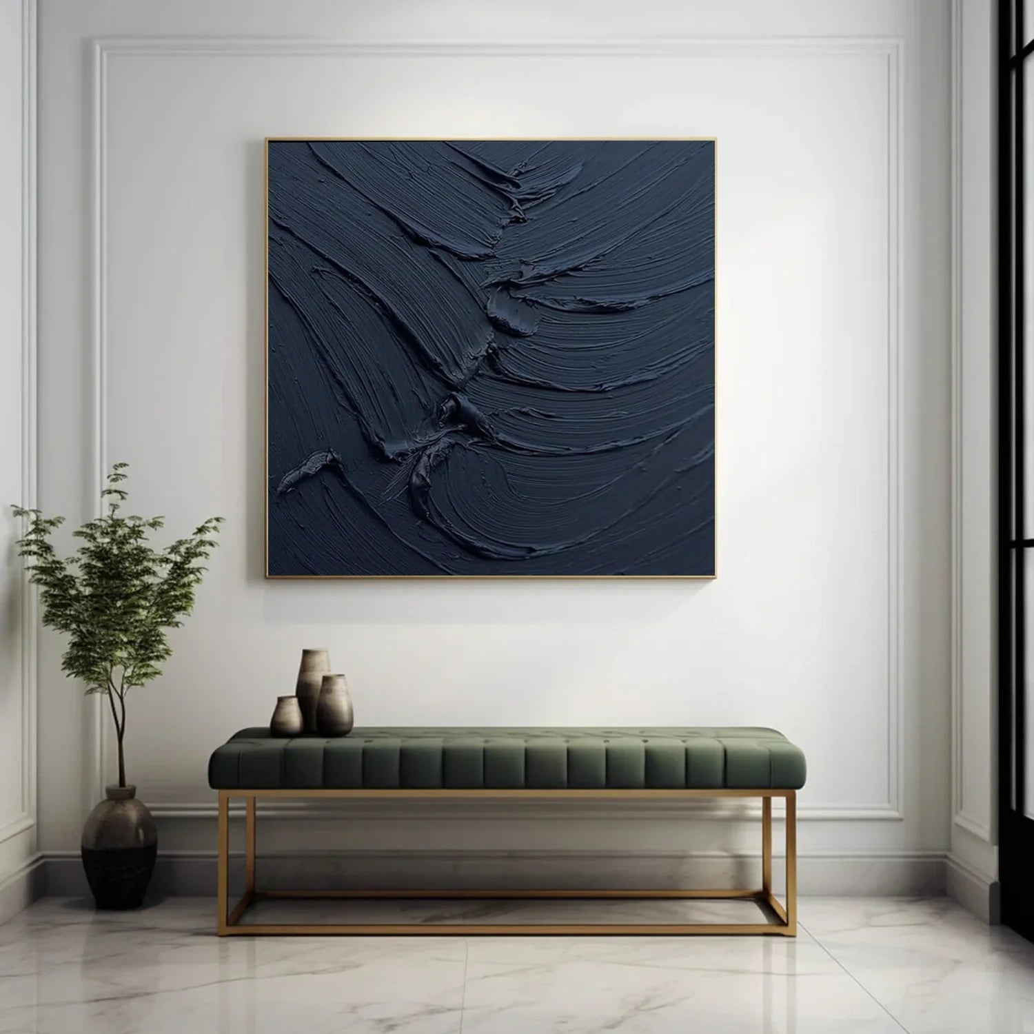 Black Minimalist Textured Canvas Art #MZ120