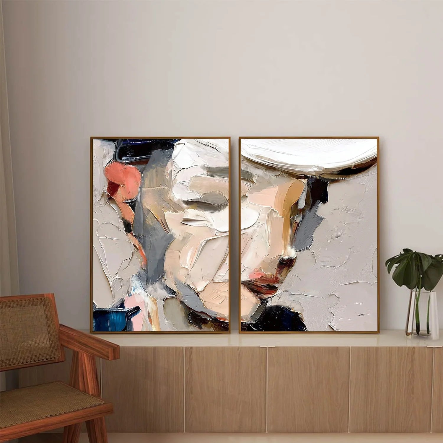 Abstract Portrait Textured Wall Art Set of 2 #AP126