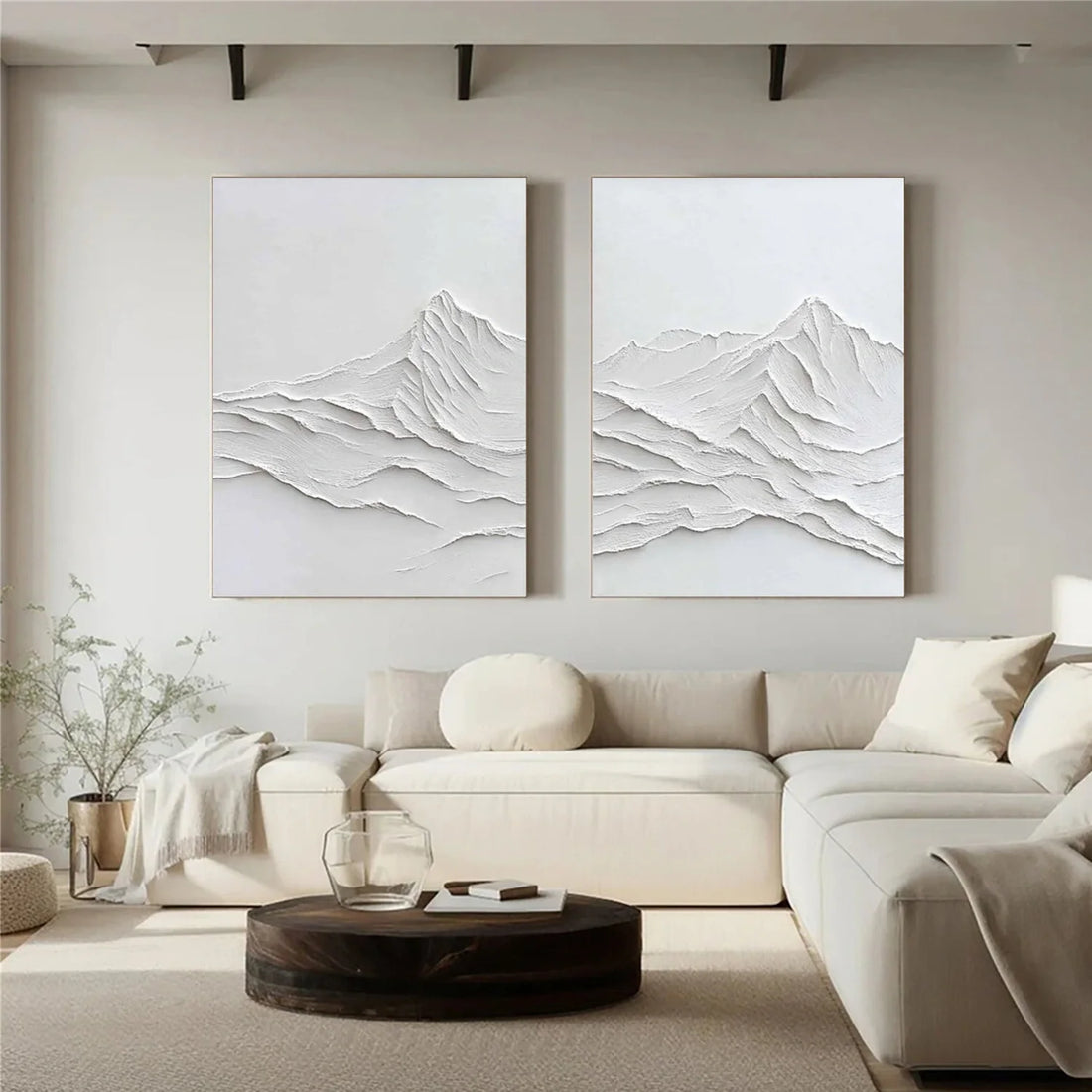 Minimalist Mountain Textured Canvas Art Set of 2 #MM349