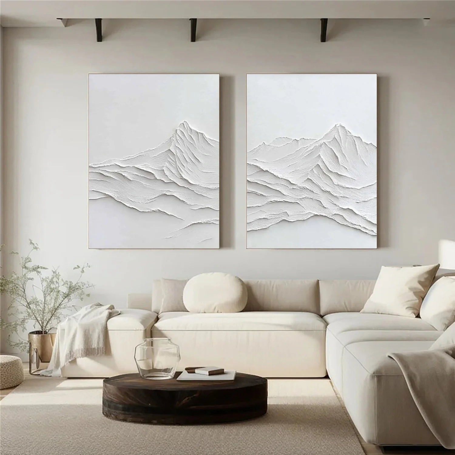 Minimalist Mountain Textured Canvas Art Set of 2 #MM349