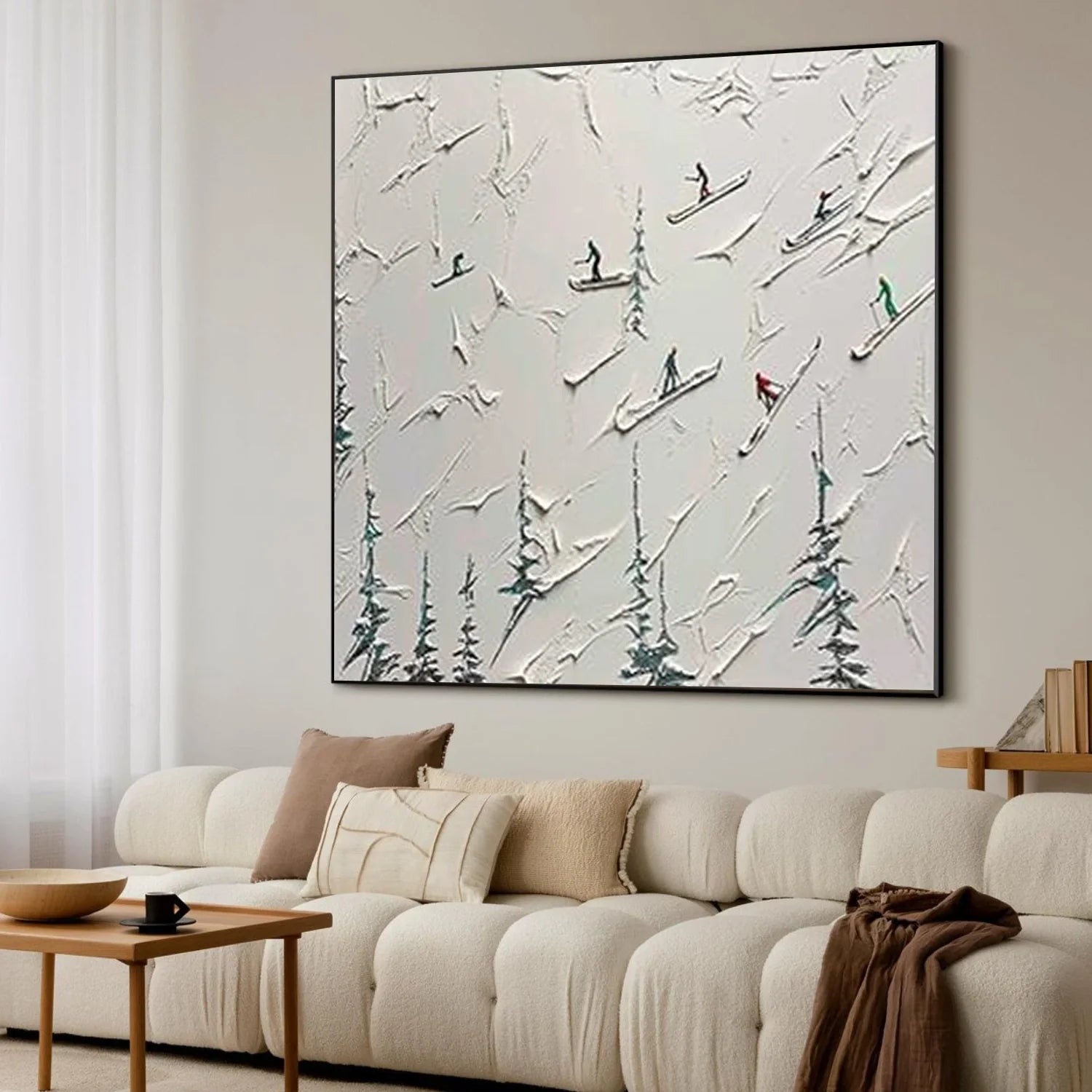 Skiing Sport Textured Wall Art #SA073