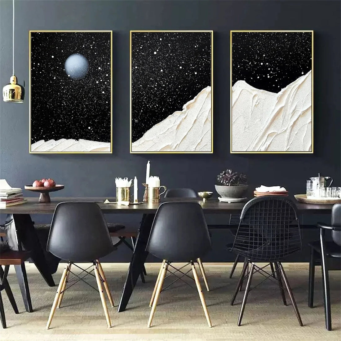 Black and White Minimalist Textured Canvas Art Set of 3 #MM269