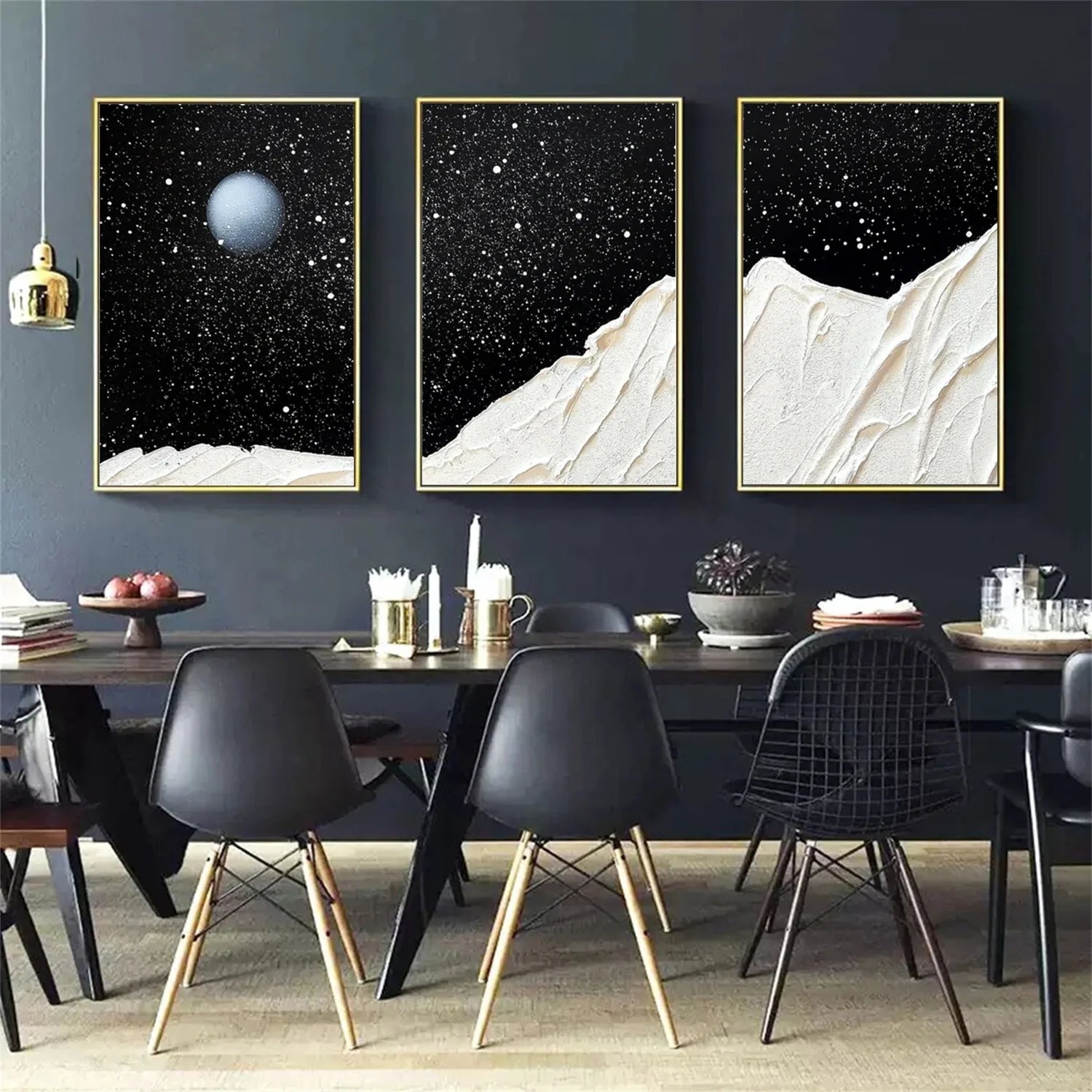 Black and White Minimalist Textured Canvas Art Set of 3 #MM269