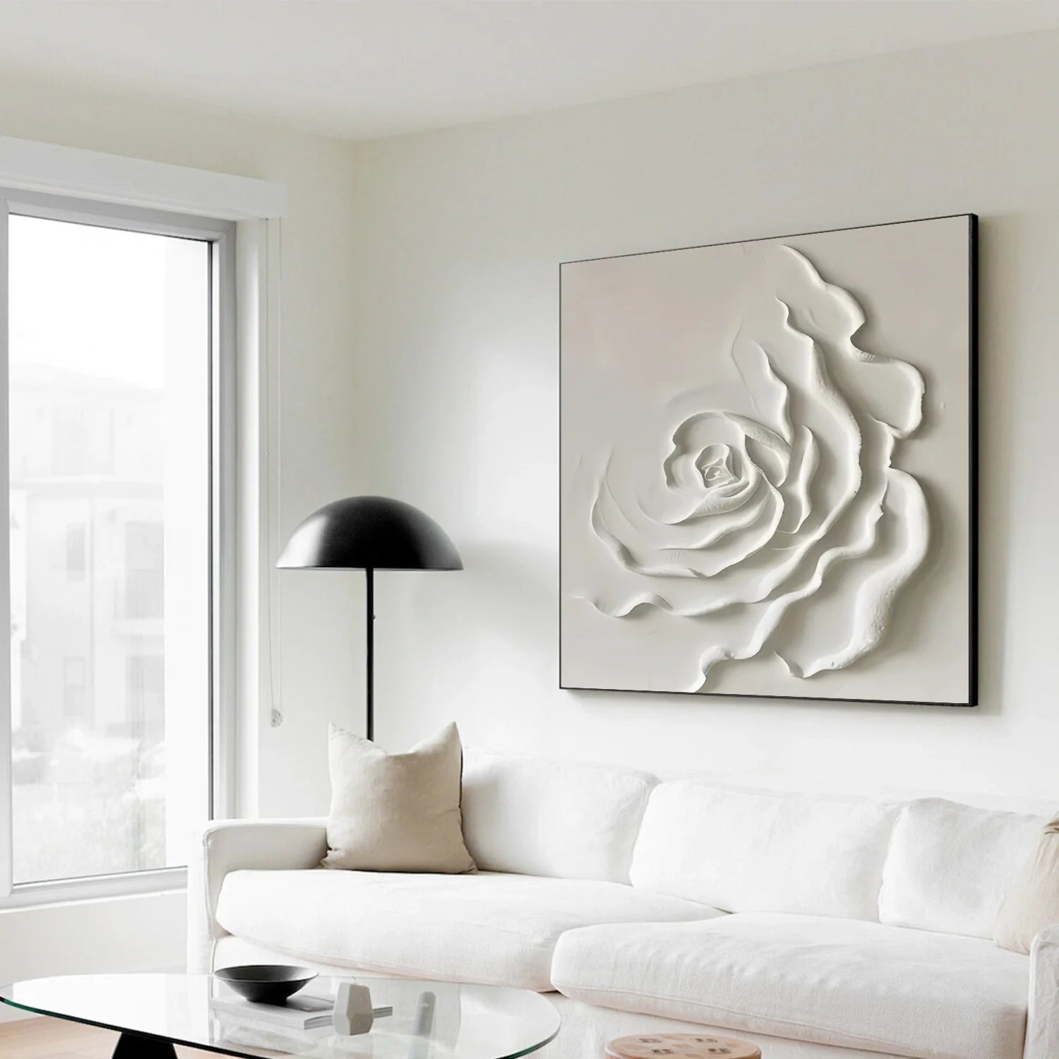 White Flower & Tree Abstract Textured Wall Art #ML135