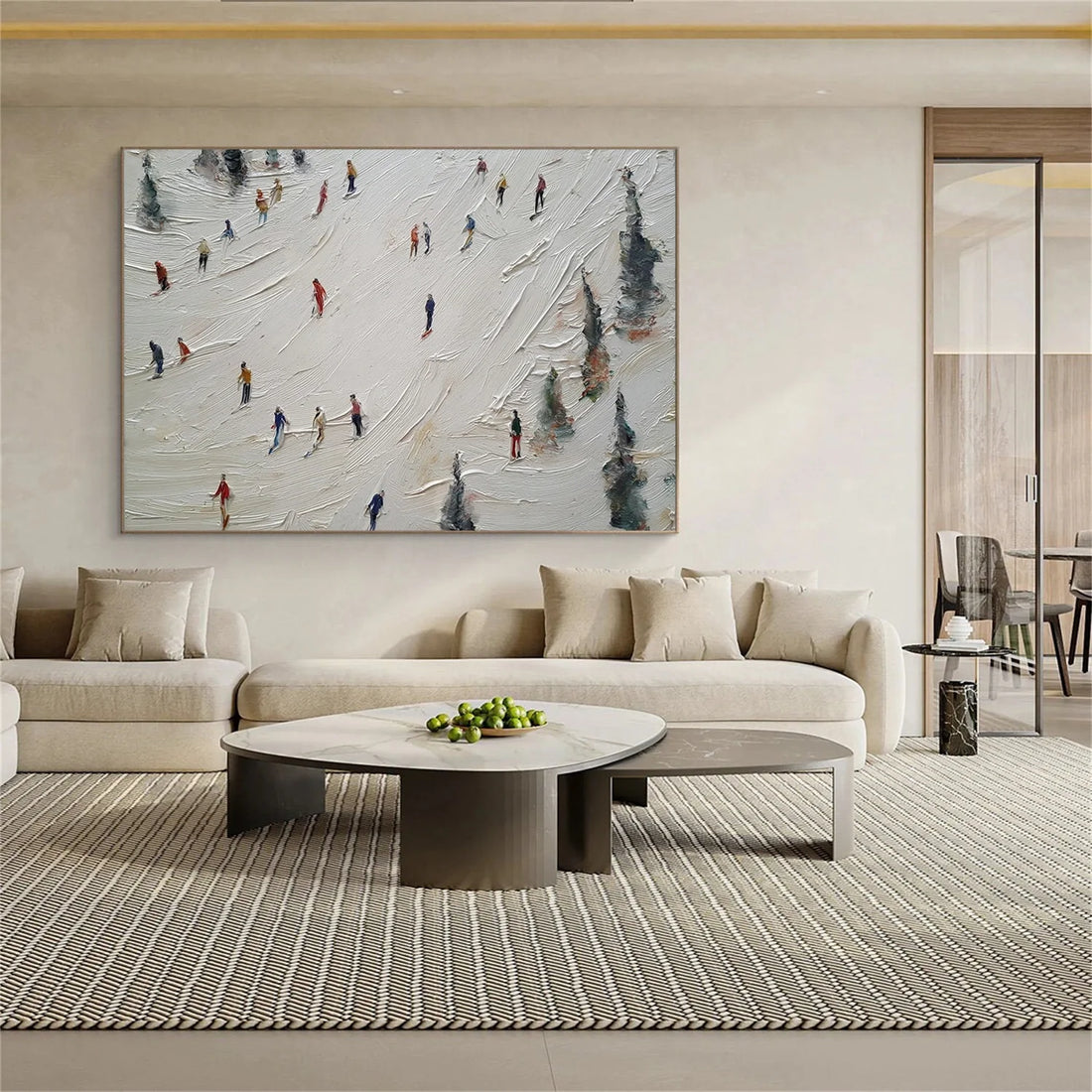 Skiing Sport Textured Wall Art #SA067