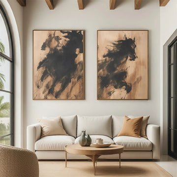 Abstract Animal Horse Wall Art Set of 2 #AL176