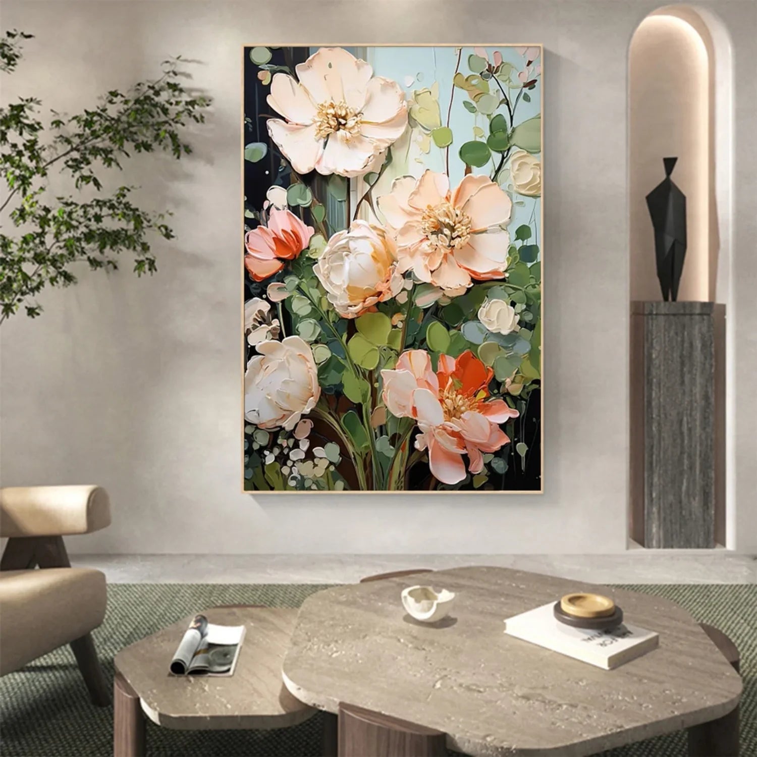 Colorful Flower & Tree Abstract Textured Wall Art #ML083