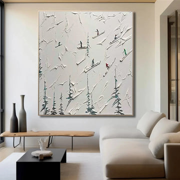 Skiing Sport Textured Wall Art #SA073
