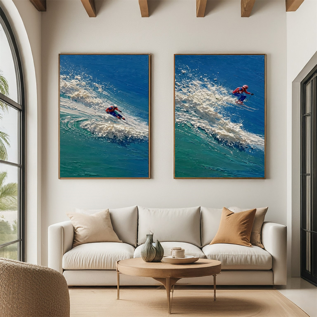Surfing Sport Textured Wall Art Set of 2 #SA094
