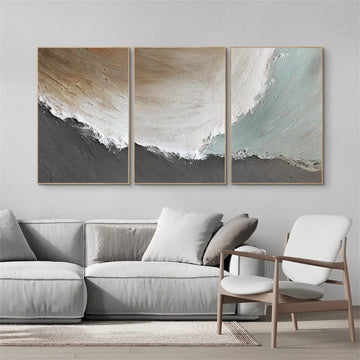Sea & Sky Abstract Textured Wall Art Set of 3 #MS266