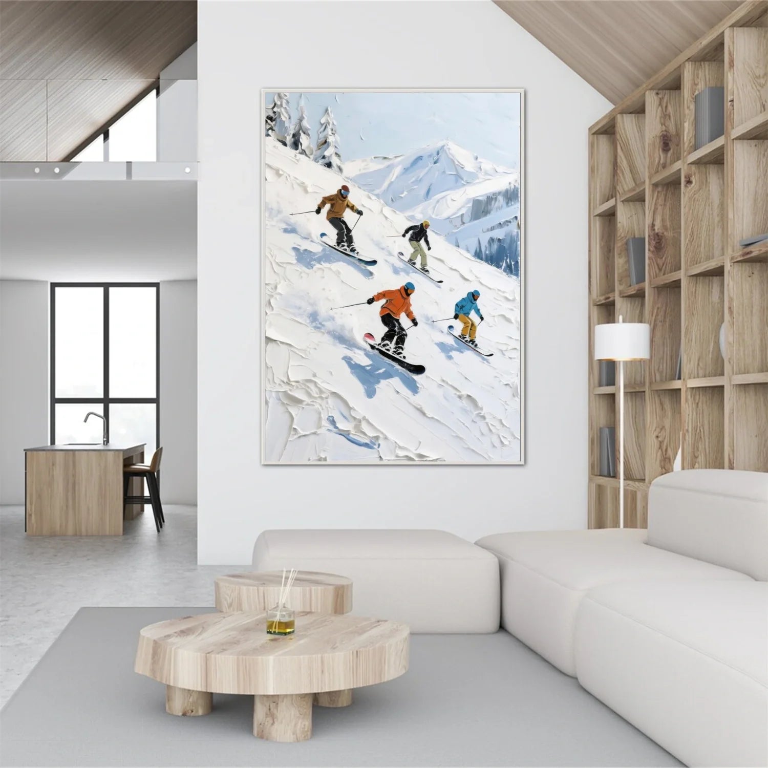 Skiing Sport Textured Wall Art #SA059