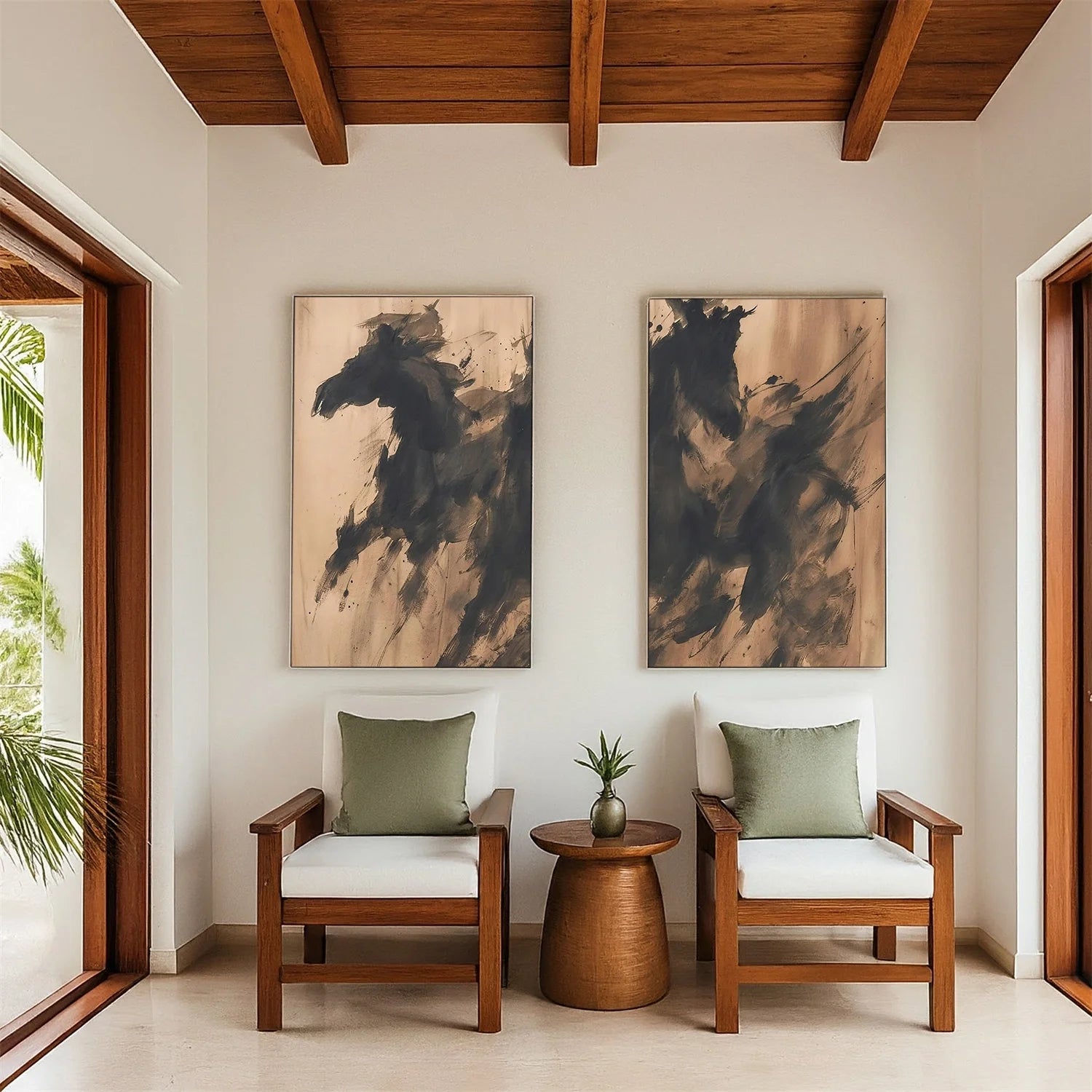 Abstract Animal Horse Wall Art Set of 2 #AL177