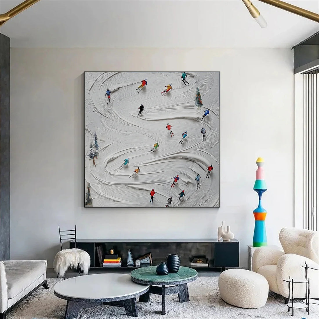 Skiing Sport Textured Wall Art #SA072