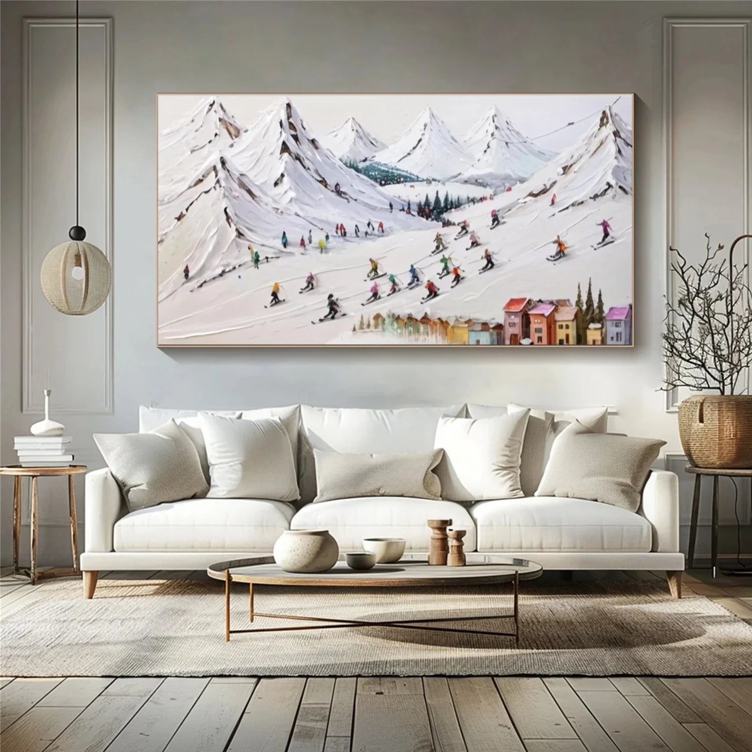 Skiing Sport Textured Wall Art #SA045