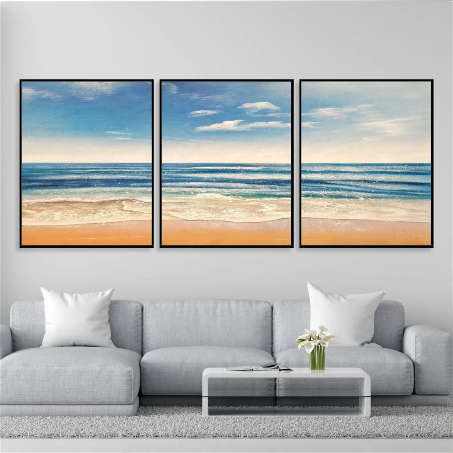 Sea & Sky Abstract Wall Art Set of 3 #MS239