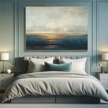 Blue and Gold Abstract Canvas Art #WS899