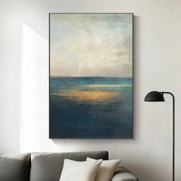 Blue and Gold Abstract Canvas Art #WS902