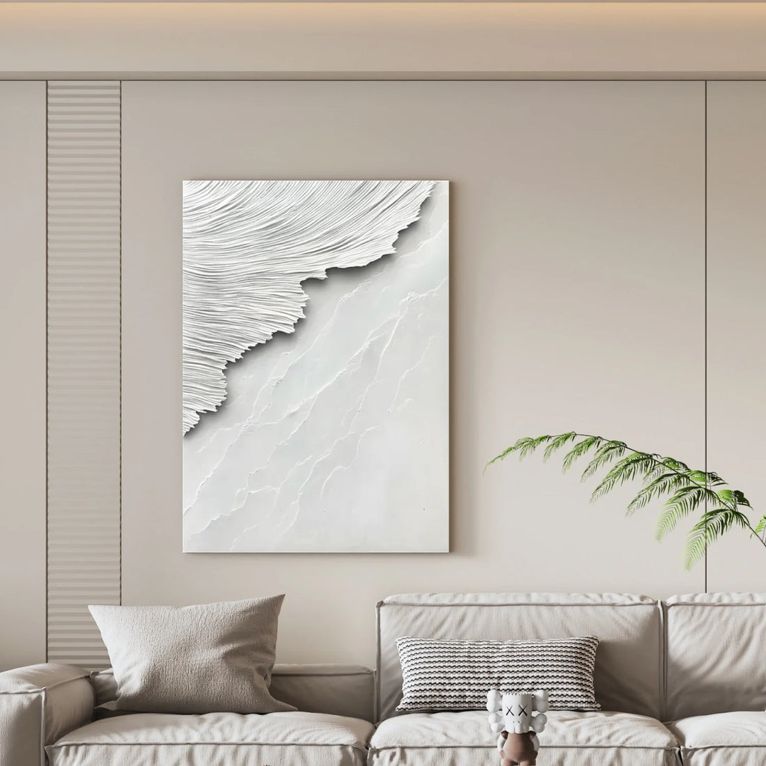 White Minimalist Textured Canvas Art #MM268
