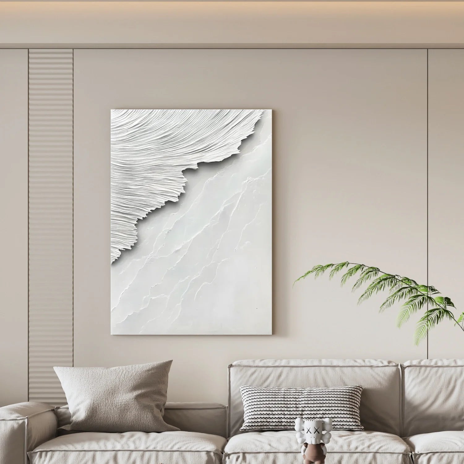 White Minimalist Textured Canvas Art #MM268