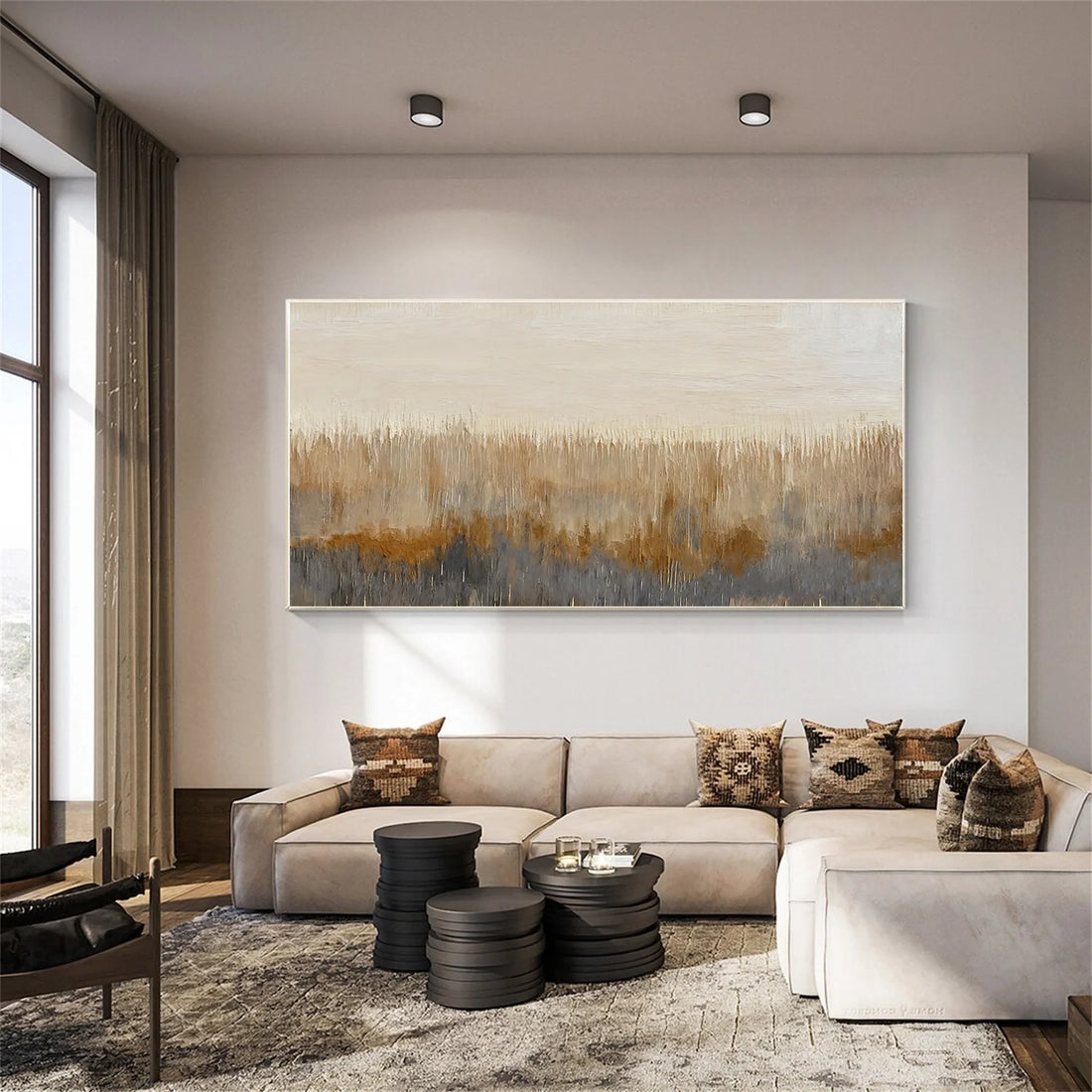 Beige and Brown Abstract Canvas Art #WS891