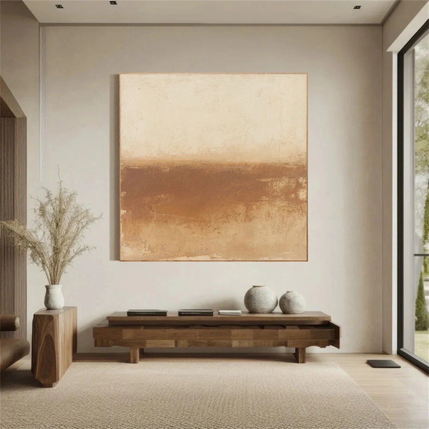 Beige and Brown Abstract Canvas Art #WS763