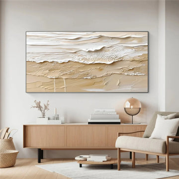 Beige and Brown Sea & Sky Abstract Textured Wall Art #MS139