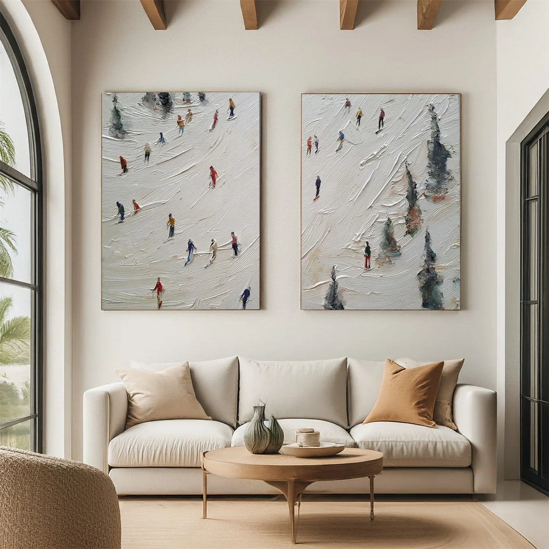 Skiing Sport Textured Wall Art Set of 2 #SA074