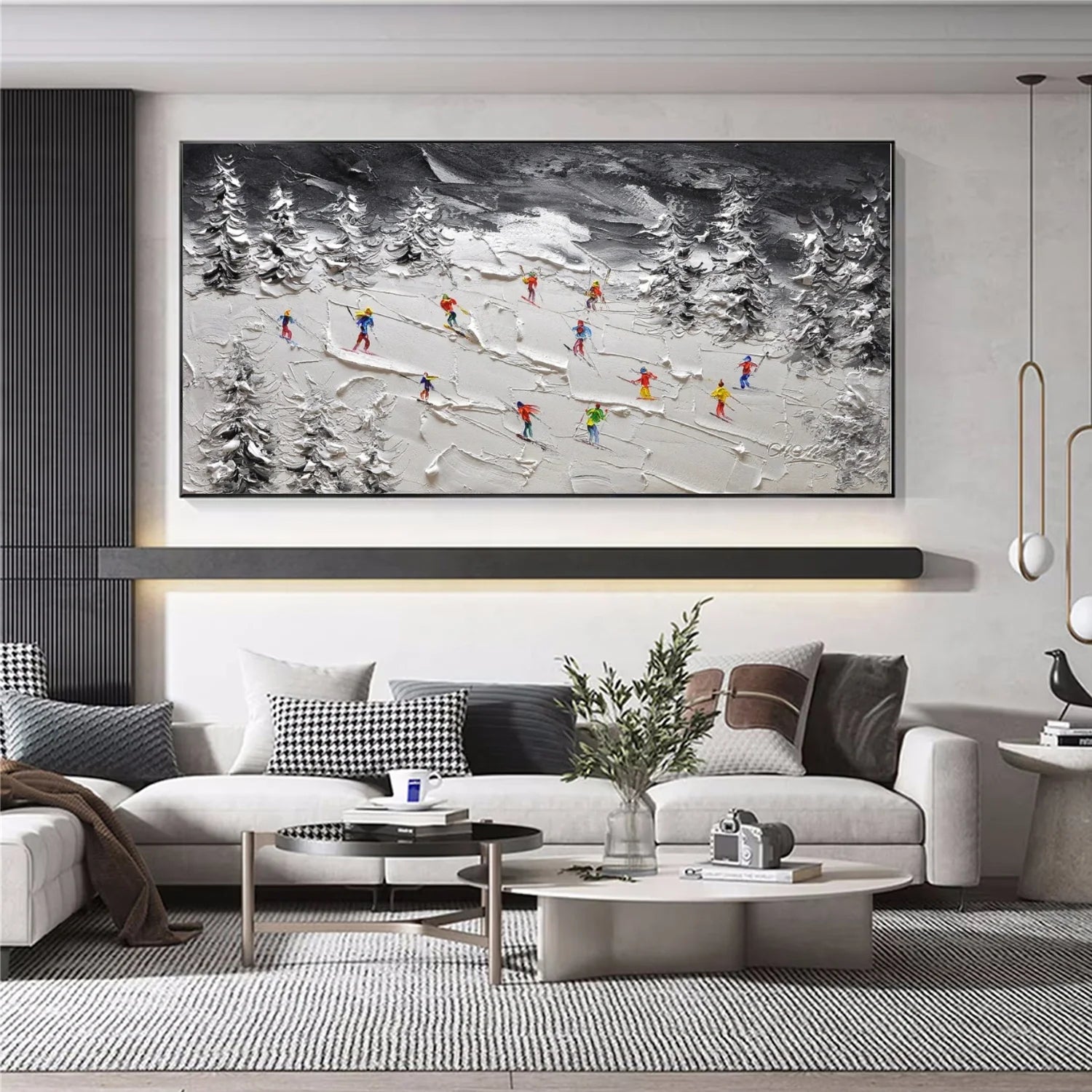 Skiing Sport Textured Wall Art #SA049