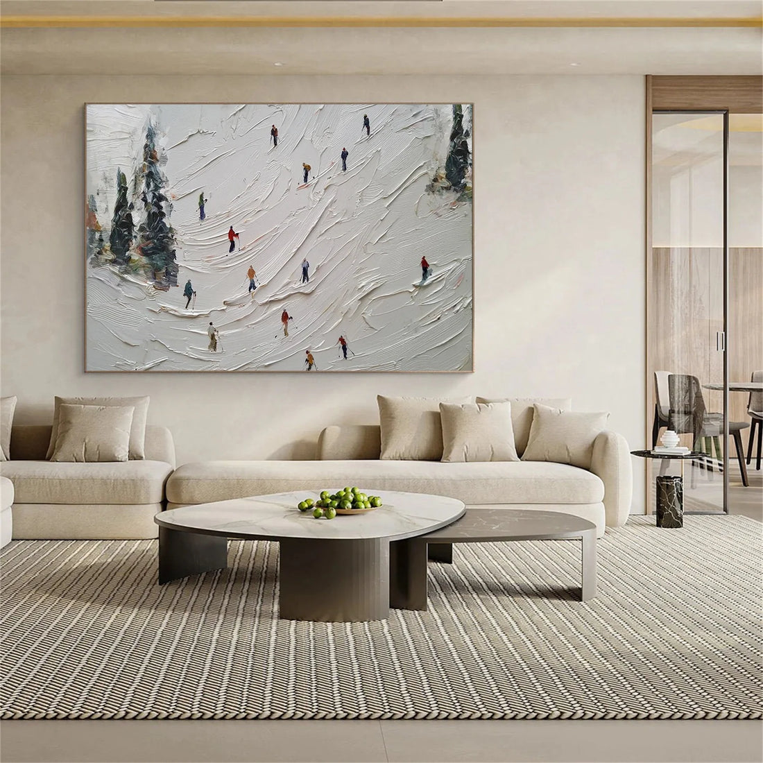 Skiing Sport Textured Wall Art #SA068