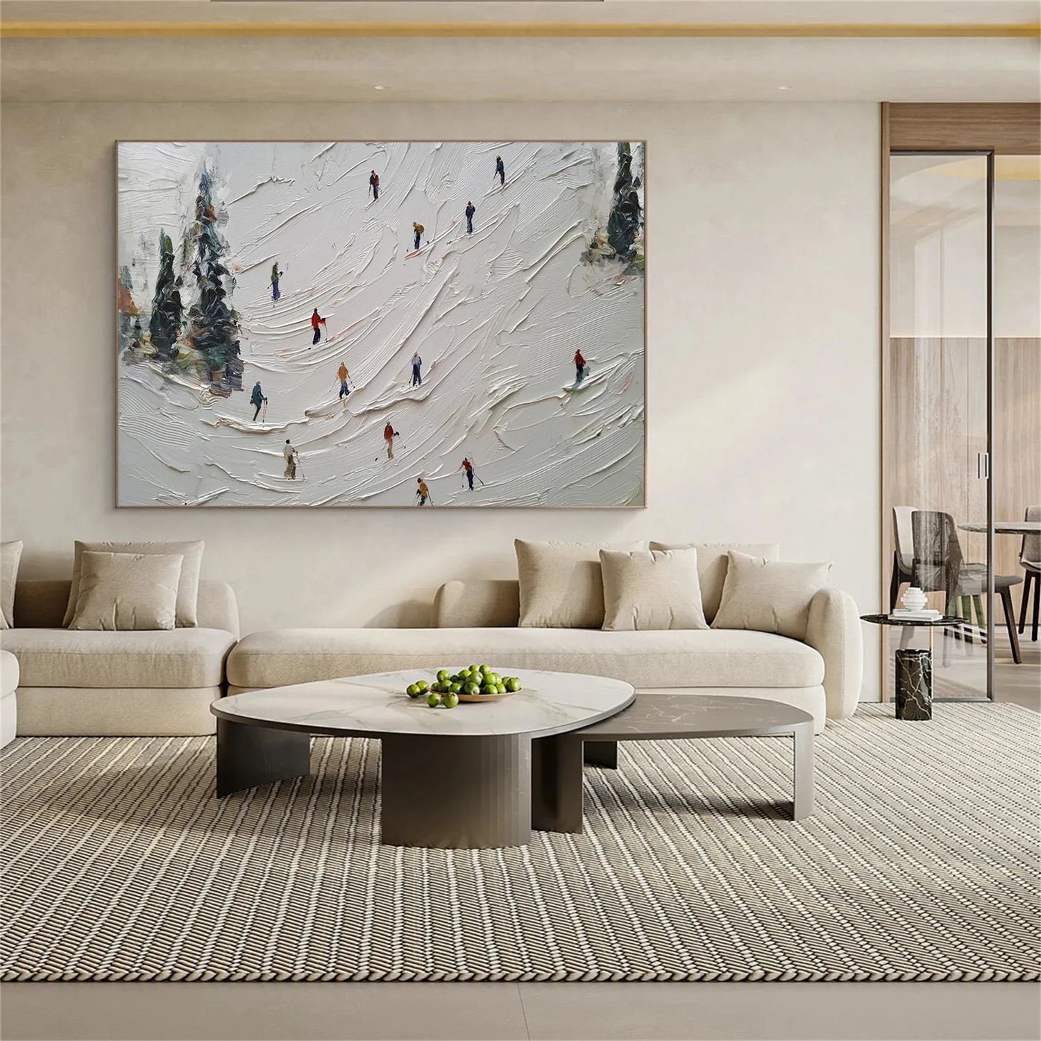 Skiing Sport Textured Wall Art #SA068