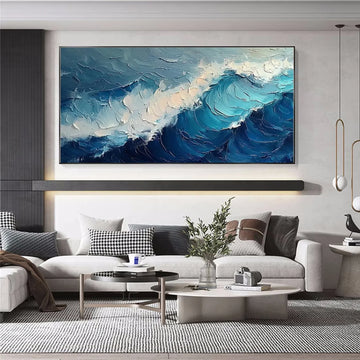 Blue Sea & Sky Abstract Textured Wall Art #MS124