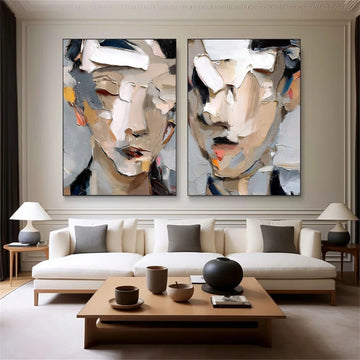 Abstract Portrait Textured Wall Art Set of 2 #AP125