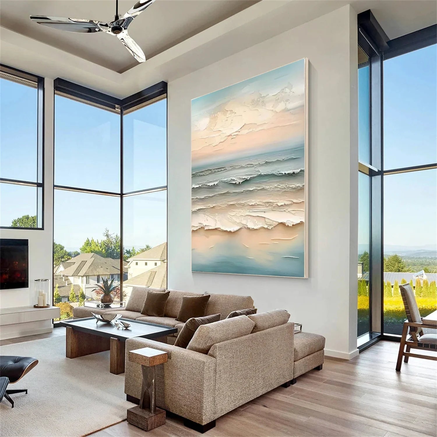 Sea & Sky Abstract Textured Wall Art #MS143