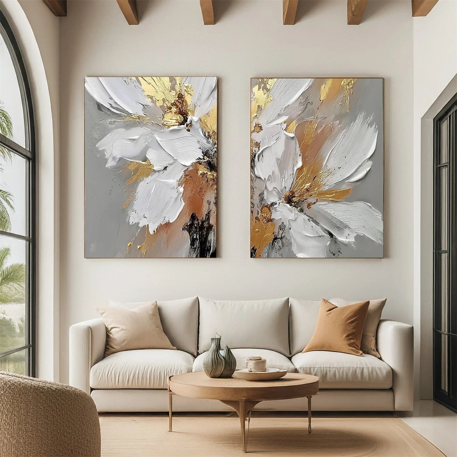 Flower & Tree Abstract Textured Wall Art Set of 2 #ML232