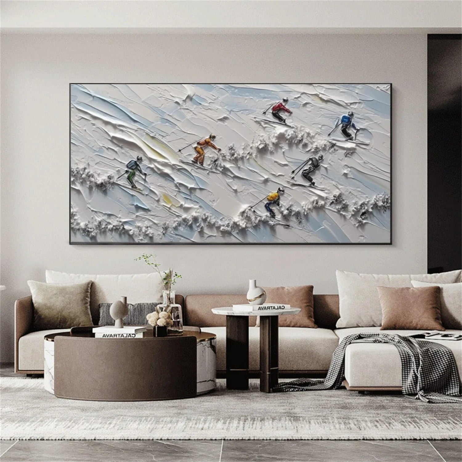 Skiing Sport Textured Wall Art #SA051