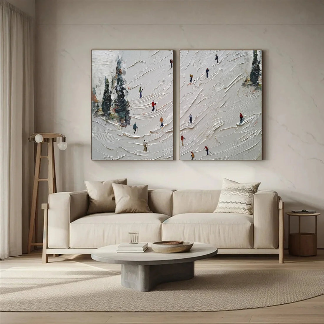 Skiing Sport Textured Wall Art Set of 2 #SA075