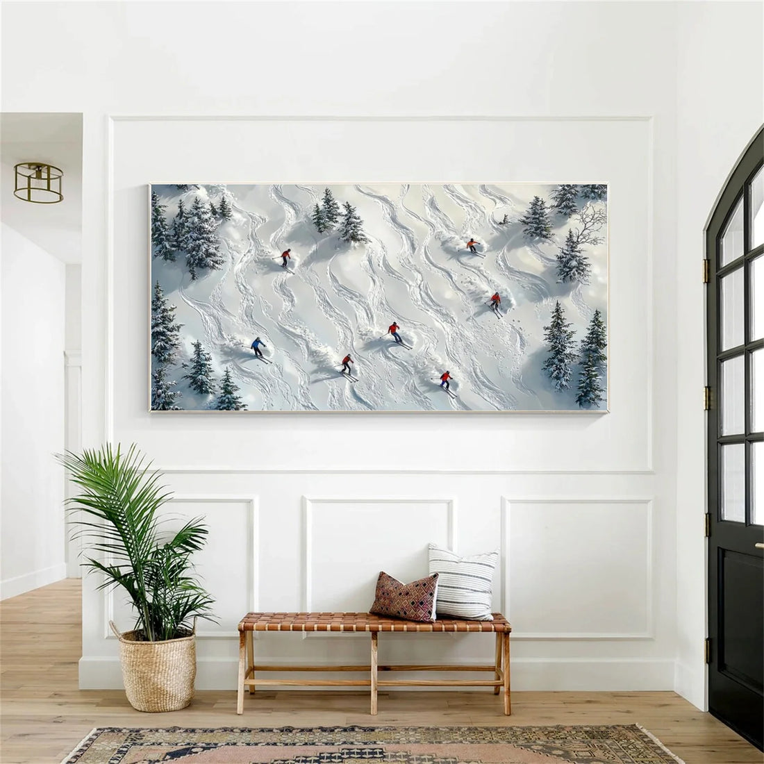 Skiing Sport Textured Wall Art #SA043