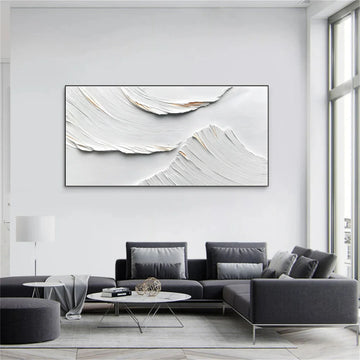 White Minimalist Textured Canvas Art #MM267