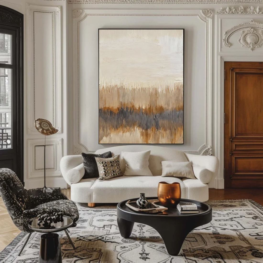 Beige and Brown Abstract Canvas Art #WS894