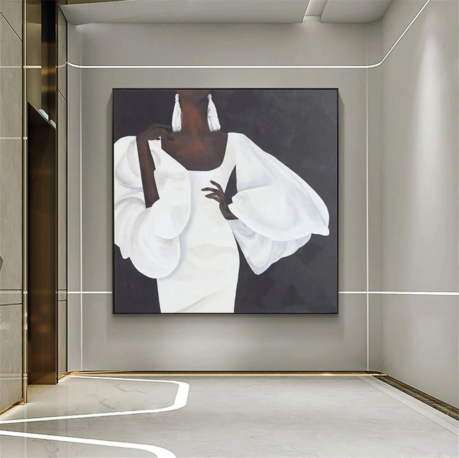 Abstract Portrait Black and White Painting #AP016