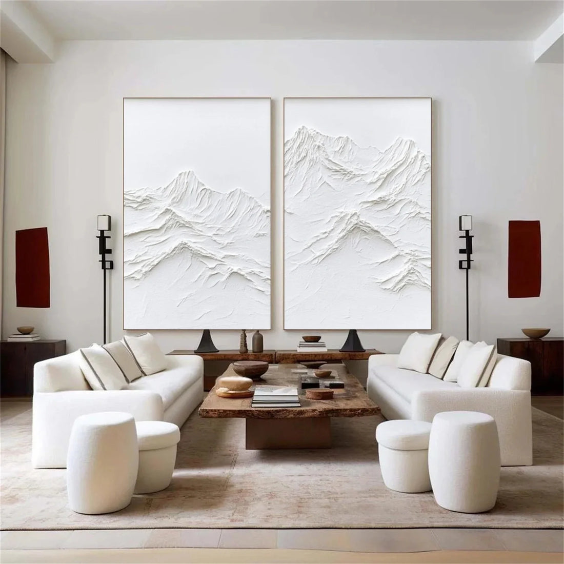 Minimalist Mountain Textured Canvas Art Set of 2 #MM348