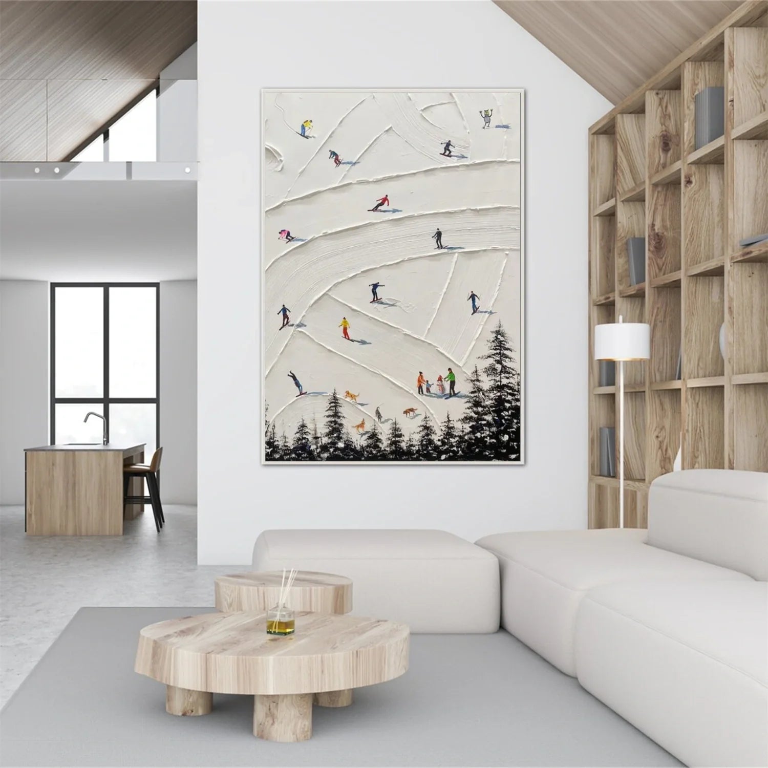 Skiing Sport Textured Wall Art #SA054