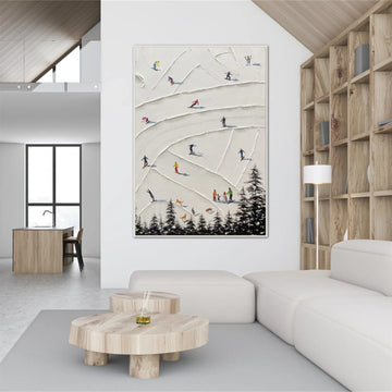 Skiing Sport Textured Wall Art #SA054