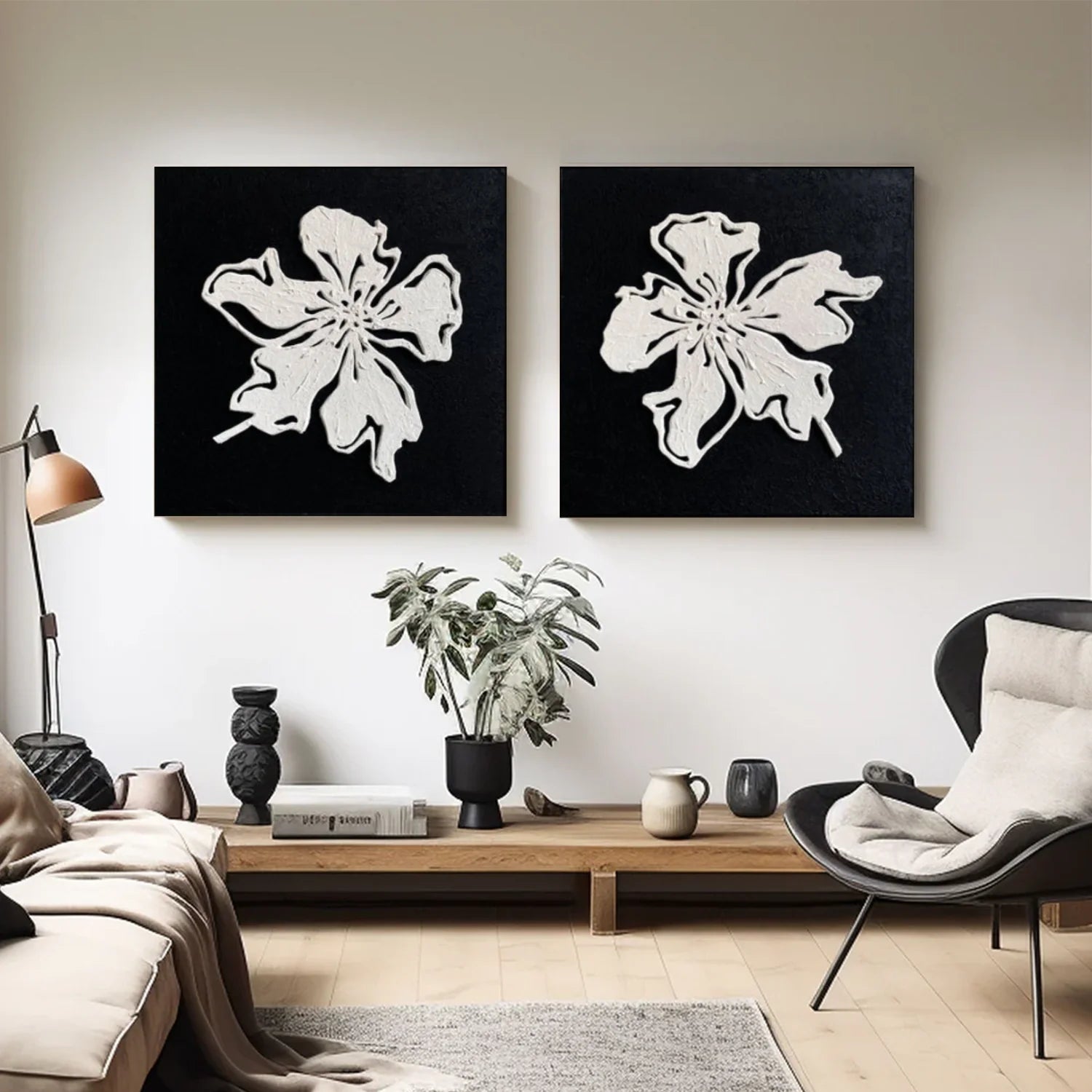 Flower & Tree Abstract Wall Art Set of 2 #ML254