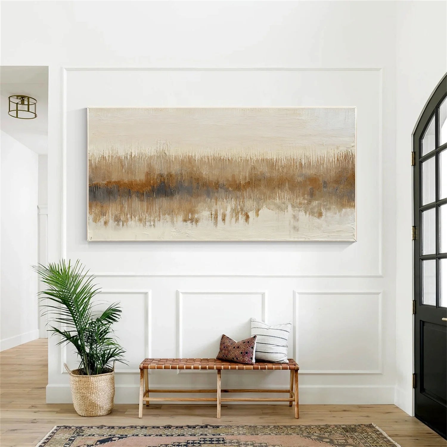 Beige and Brown Abstract Canvas Art #WS892