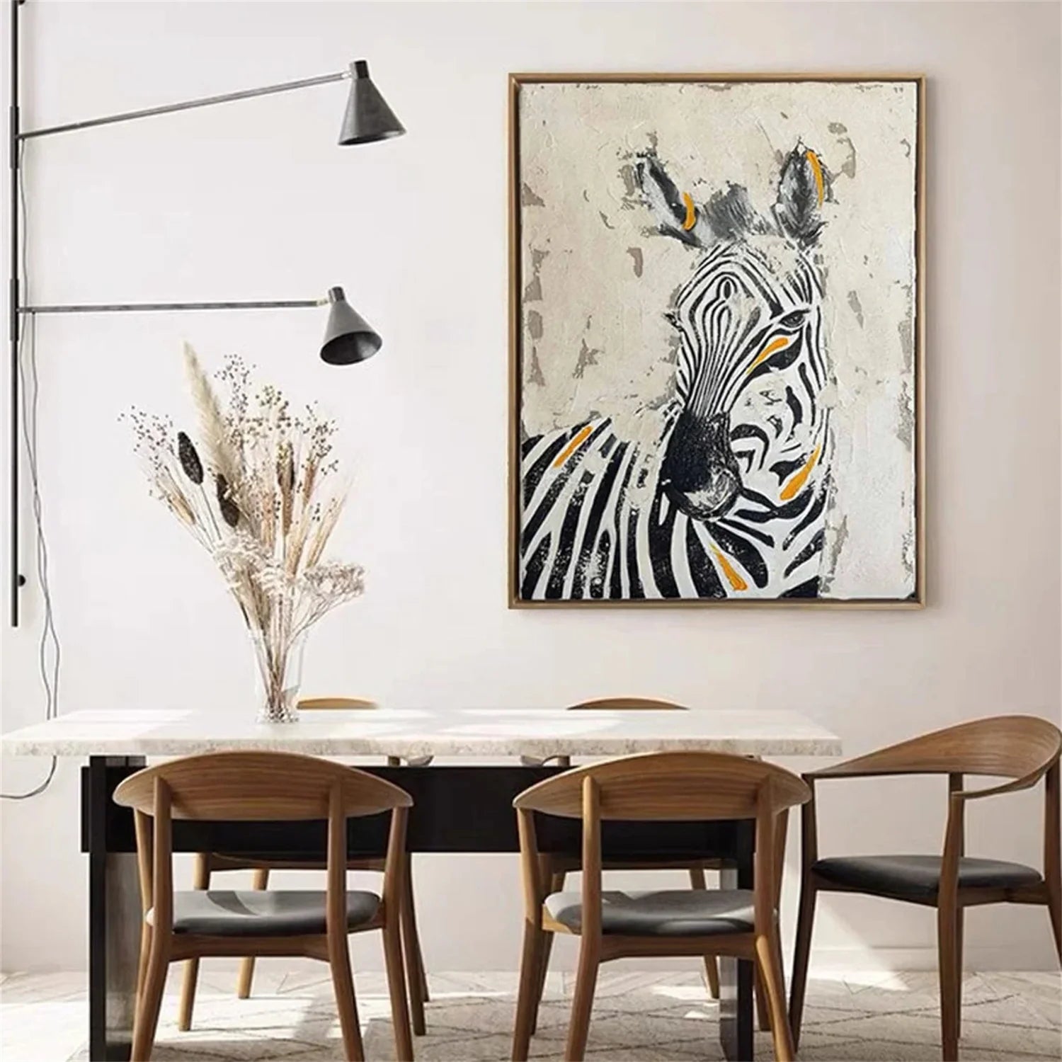 Black and White Horse Abstract Animal Wall Art #AL071